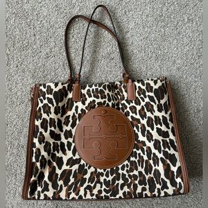 Large Tory Burch Ella Leopard Tote